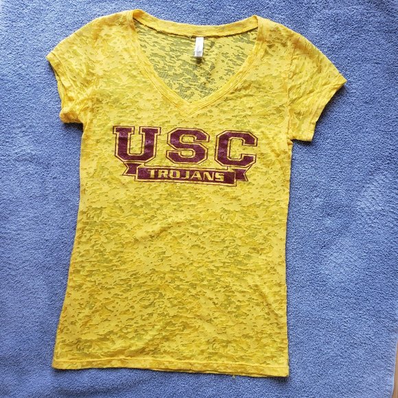 Tops - = EUC = Rare Sheer Yellow USC TROJANS Shirt, Sz Small